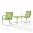 Crosley Furniture Azalea 3Pc Retro Outdoor 2 Chair & Table Set in Key Lime Gloss