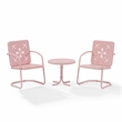Crosley Furniture Azalea 3Pc Retro Outdoor 2 Chair & Table Set in Pink Gloss