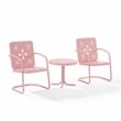 Crosley Furniture Azalea 3Pc Retro Outdoor 2 Chair & Table Set in Pink Gloss