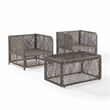 Crosley Furniture Granite Bay 3Pc Outdoor Coffee Table & Chair Set Creme/Stone