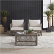 Crosley Furniture Granite Bay 3Pc Outdoor Coffee Table & Chair Set Creme/Stone