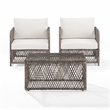 Crosley Furniture Granite Bay 3Pc Outdoor Coffee Table & Chair Set Creme/Stone