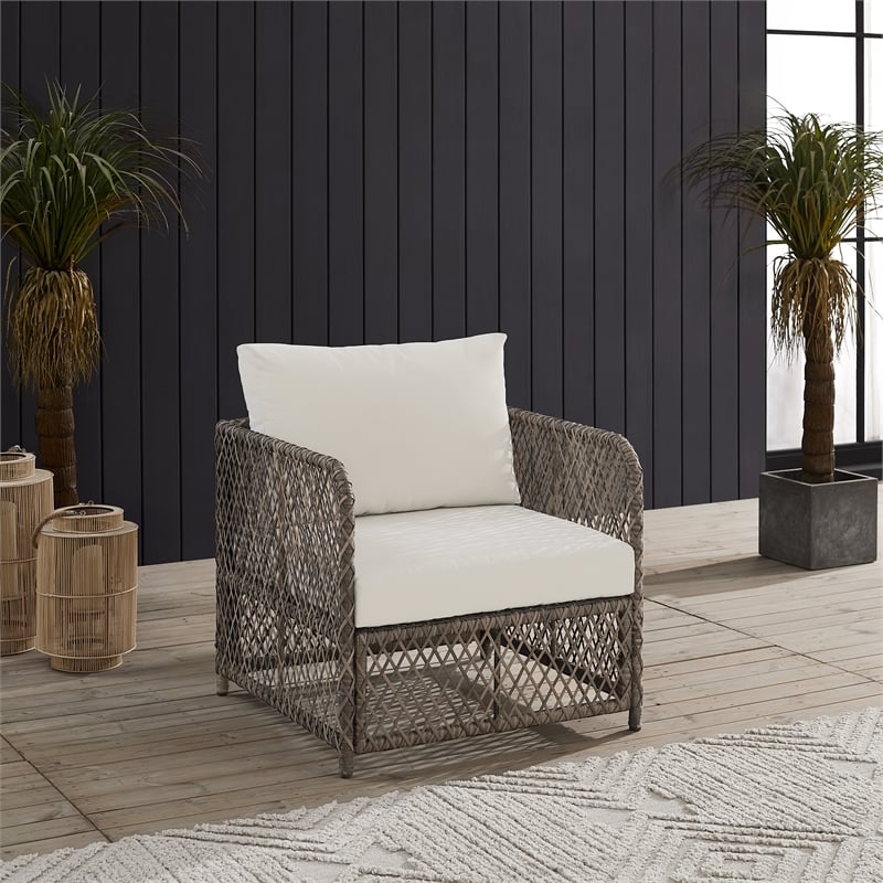 Crosley Furniture Granite Bay 3Pc Outdoor Coffee Table & Chair Set Creme/Stone