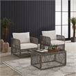 Crosley Furniture Granite Bay 3Pc Outdoor Coffee Table & Chair Set Creme/Stone
