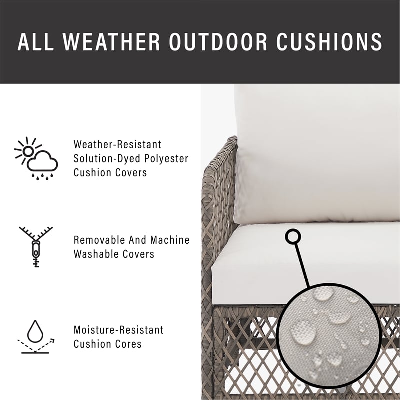 Crosley Furniture Granite Bay 4Pc Wicker Outdoor Sofa Furniture Set Creme/Stone