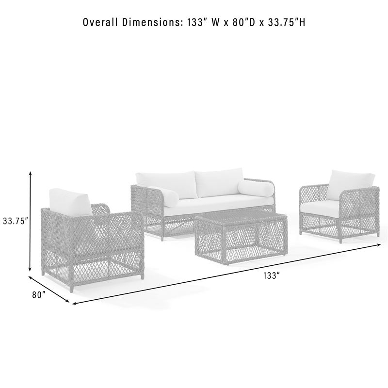 Crosley Furniture Granite Bay 4Pc Wicker Outdoor Sofa Furniture Set Creme/Stone
