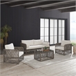 Crosley Furniture Granite Bay 4Pc Wicker Outdoor Sofa Furniture Set Creme/Stone