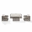 Crosley Furniture Granite Bay 4Pc Wicker Outdoor Sofa Furniture Set Creme/Stone