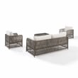 Crosley Furniture Granite Bay 4Pc Wicker Outdoor Sofa Furniture Set Creme/Stone