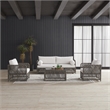 Crosley Furniture Granite Bay 4Pc Wicker Outdoor Sofa Furniture Set Creme/Stone