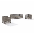 Crosley Furniture Granite Bay 3Pc Wicker Outdoor Sofa Furniture Set Creme/Stone