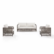 Crosley Furniture Granite Bay 3Pc Wicker Outdoor Sofa Furniture Set Creme/Stone