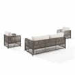 Crosley Furniture Granite Bay 3Pc Wicker Outdoor Sofa Furniture Set Creme/Stone