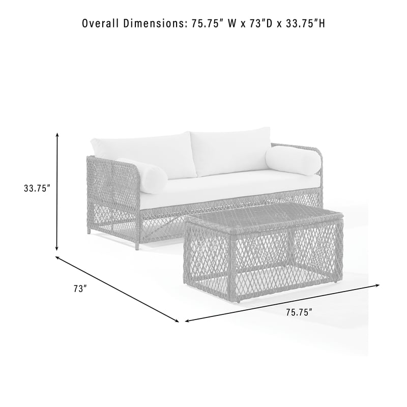 Crosley Furniture Granite Bay 2Pc Outdoor Sofa & Coffee Furniture Set Creme/Ston