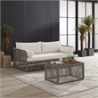 Crosley Furniture Granite Bay 2Pc Outdoor Sofa & Coffee Furniture Set Creme/Ston