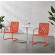Crosley Furniture Azalea 3Pc Retro Outdoor Bistro Set in Coral Gloss/White Satin