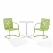 Crosley Furniture Azalea 3Pc Retro Outdoor Bistro Set in Key Lime/White Satin
