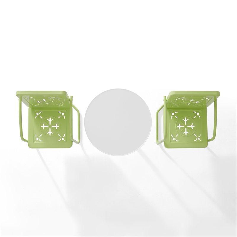 Crosley Furniture Azalea 3Pc Retro Outdoor Bistro Set in Key Lime/White Satin