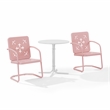 Crosley Furniture Azalea 3Pc Retro Outdoor Bistro Set in Pink Gloss/White Satin