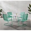 Crosley Furniture Azalea 5Pc Round Retro Outdoor Dining Set in Aqua/White Satin