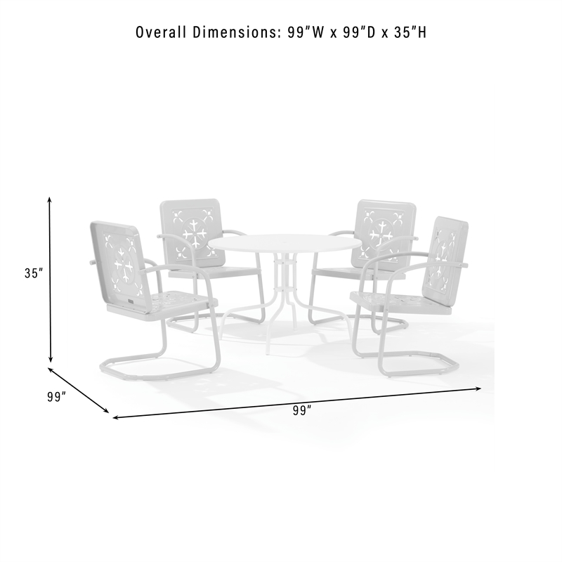 Crosley Furniture Azalea 5Pc Round Retro Outdoor Dining Set in Aqua/White Satin