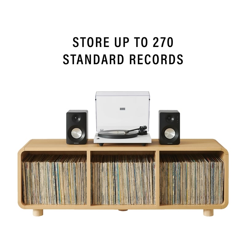 Crosley Furniture Zoe Large Record Storage Console in Ash