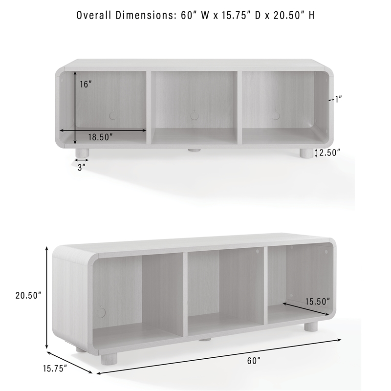 Crosley Furniture Zoe Large Record Storage Console in Ash
