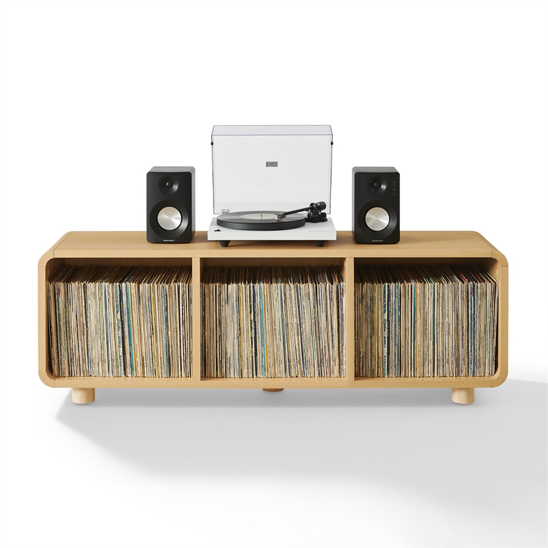 Crosley Furniture Zoe Large Record Storage Console in Ash