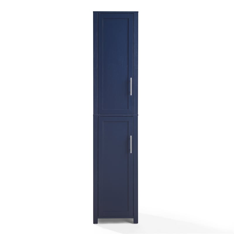 Crosley Furniture Savannah Linen Storage Cabinet in Navy