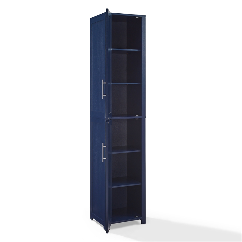 Crosley Furniture Savannah Linen Storage Cabinet in Navy