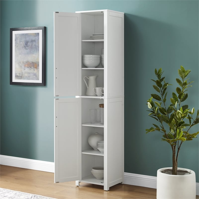 Crosley Furniture Savannah Linen Storage Cabinet in White