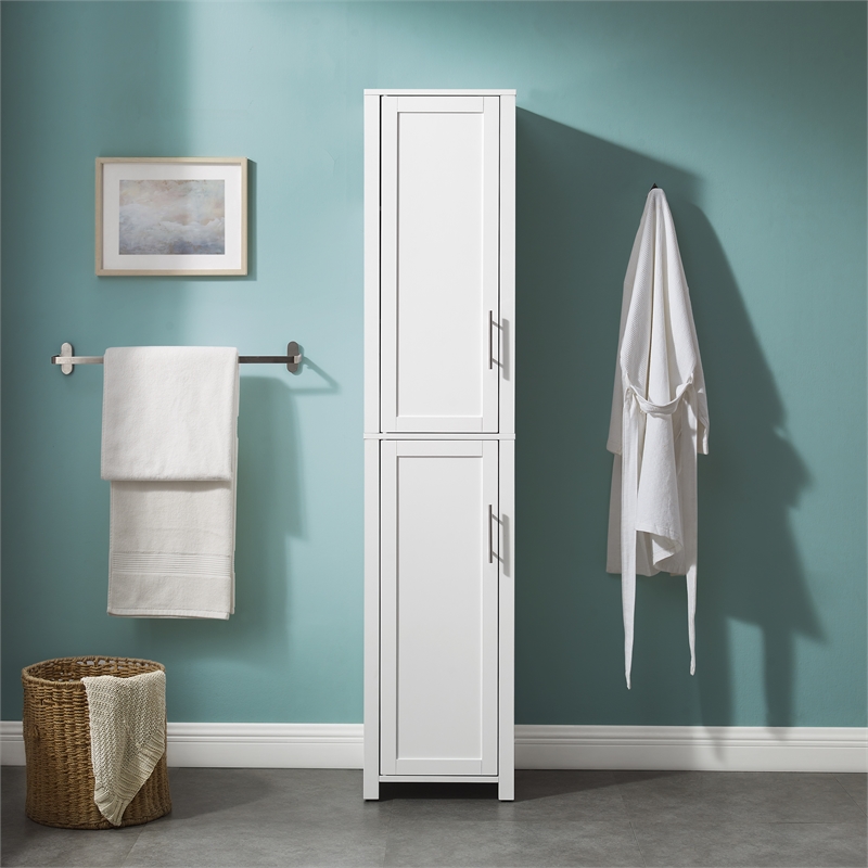 Crosley Furniture Savannah Linen Storage Cabinet in White