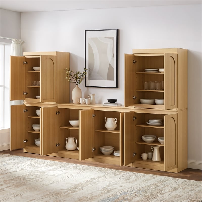 Crosley Furniture Marco 3-Piece Sideboard And 2 Pantry Set in Ash