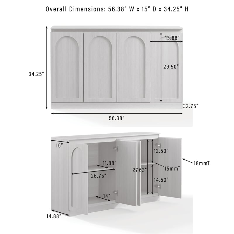 Crosley Furniture Marco 3-Piece Sideboard And 2 Pantry Set in Ash