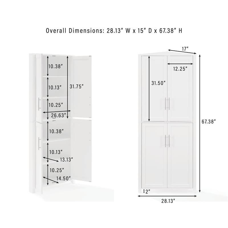 Crosley Furniture Savannah Corner Pantry in White