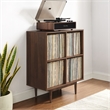 Crosley Furniture Liam 4 Cube Record Storage Media Stand in Walnut