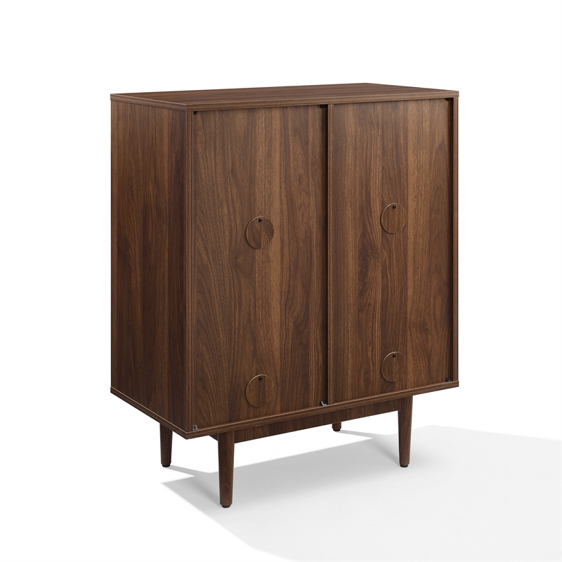 Crosley Furniture Liam 4 Cube Record Storage Media Stand in Walnut
