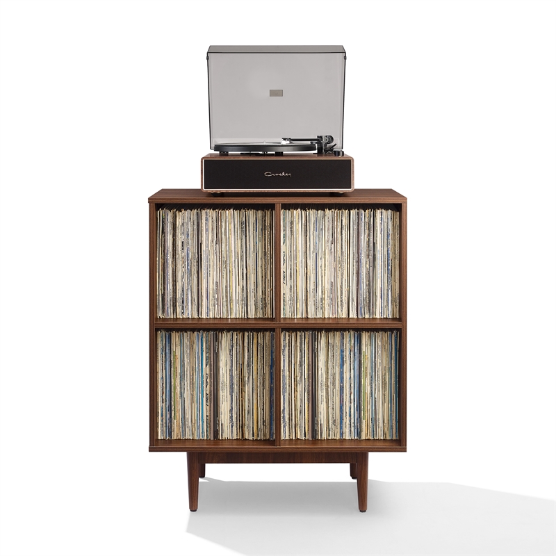 Crosley Furniture Liam 4 Cube Record Storage Media Stand in Walnut