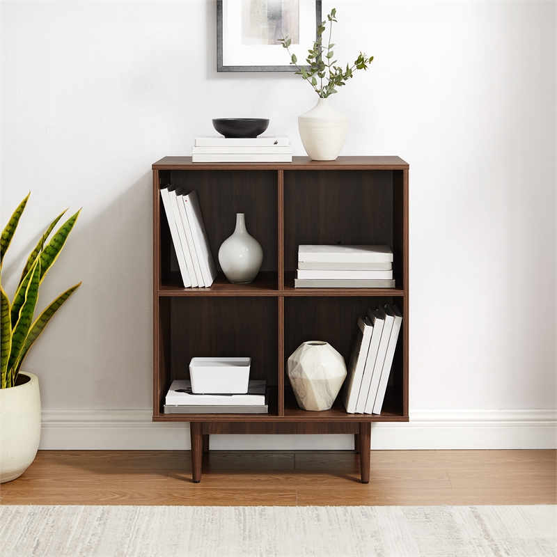 Crosley Furniture Liam 4 Cube Record Storage Media Stand in Walnut