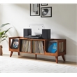 Crosley Furniture Asheville Low Record Storage Console in Walnut