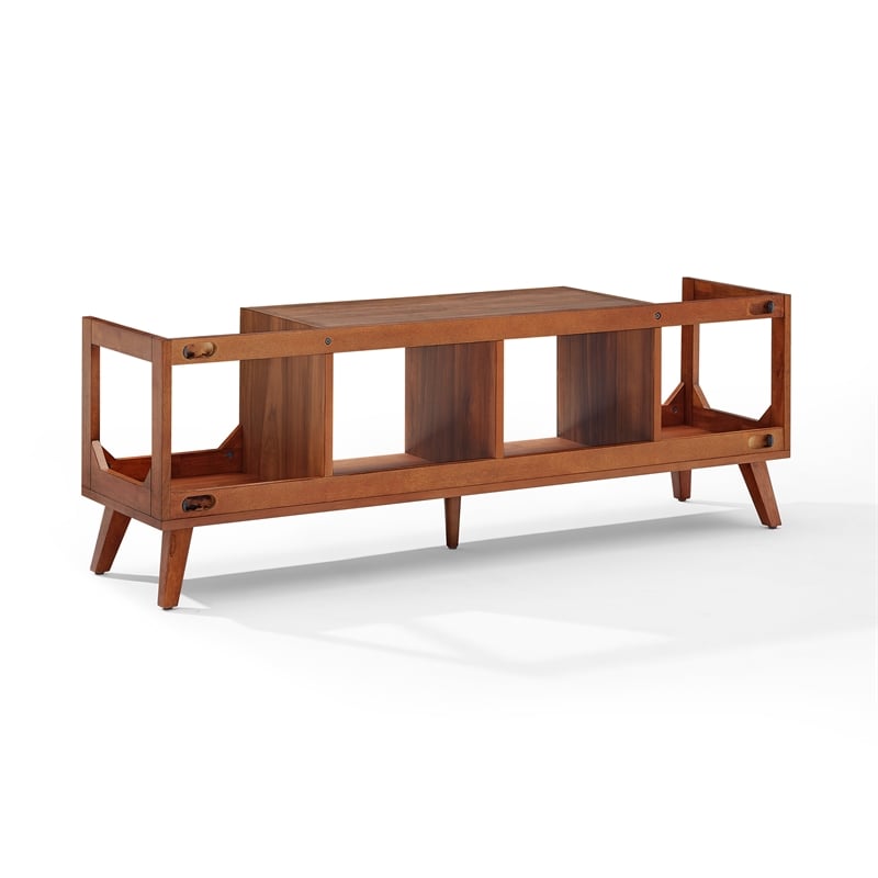 Crosley Furniture Asheville Low Record Storage Console in Walnut