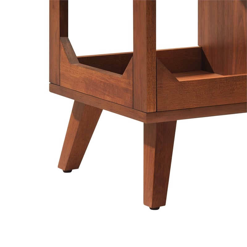 Crosley Furniture Asheville Low Record Storage Console in Walnut