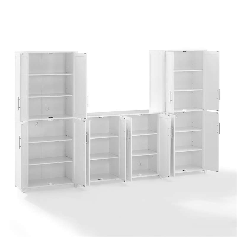 Crosley Furniture Savannah 3-Piece Sideboard & Pantry Set in White