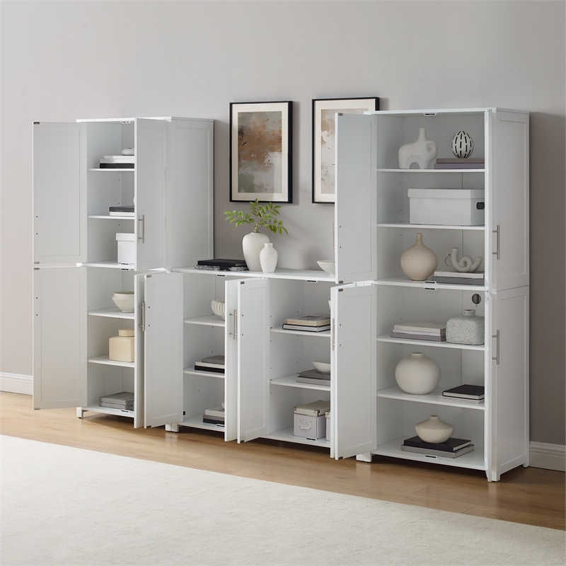 Crosley Furniture Savannah 3-Piece Sideboard & Pantry Set in White