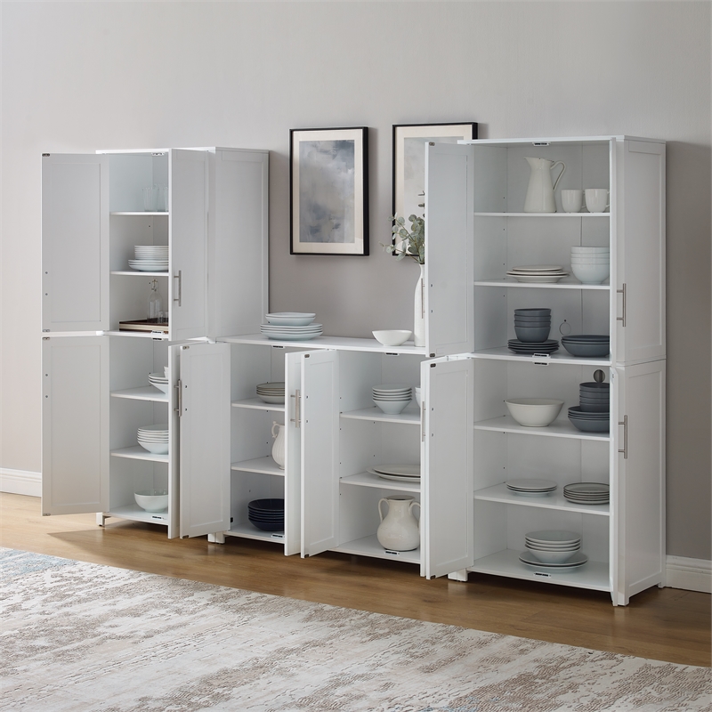 Crosley Furniture Savannah 3-Piece Sideboard & Pantry Set in White