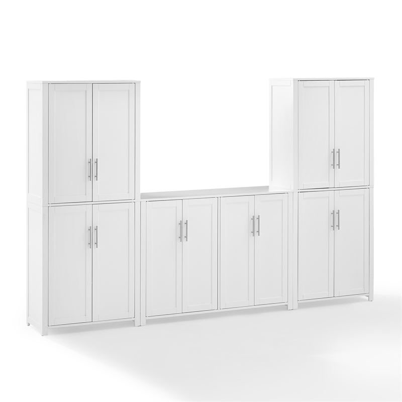 Crosley Furniture Savannah 3-Piece Sideboard & Pantry Set in White