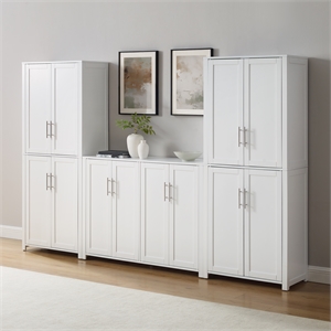 Crosley Furniture Savannah 3-Piece Sideboard & Pantry Set in White