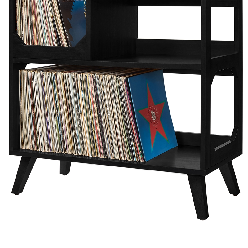 Crosley Furniture Asheville Medium Record Storage Console in Black