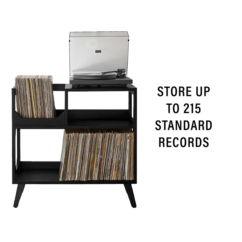 Crosley Furniture Asheville Medium Record Storage Console in Black