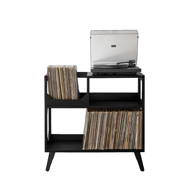 Crosley Furniture Asheville Medium Record Storage Console in Black